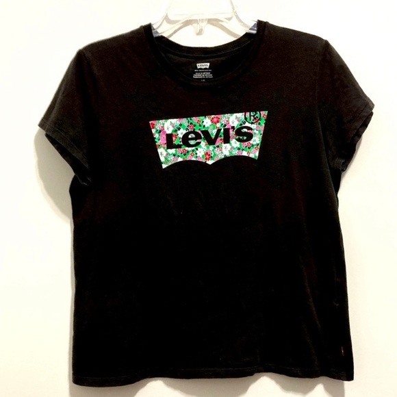 Levi's Women’s Black Floral Design Tee - Picture 1 of 8